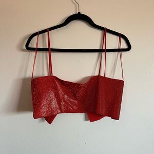 Zara Red Rhinestone Crop Top